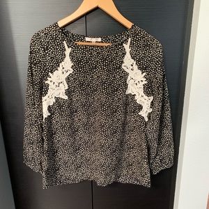 Skies Are Blue Lace and Print Top